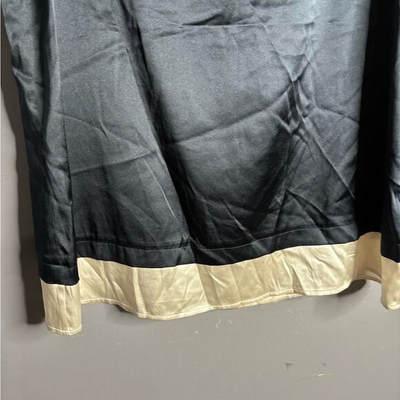 Theory Black Navy White Silk Colorblock Sleeveless Blouse Side Zip Small - Picture 2 of 7